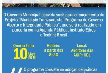 NOTÍCIAS DA PREFEITURA!!! Convite Lançamento Projeto Município Transparente