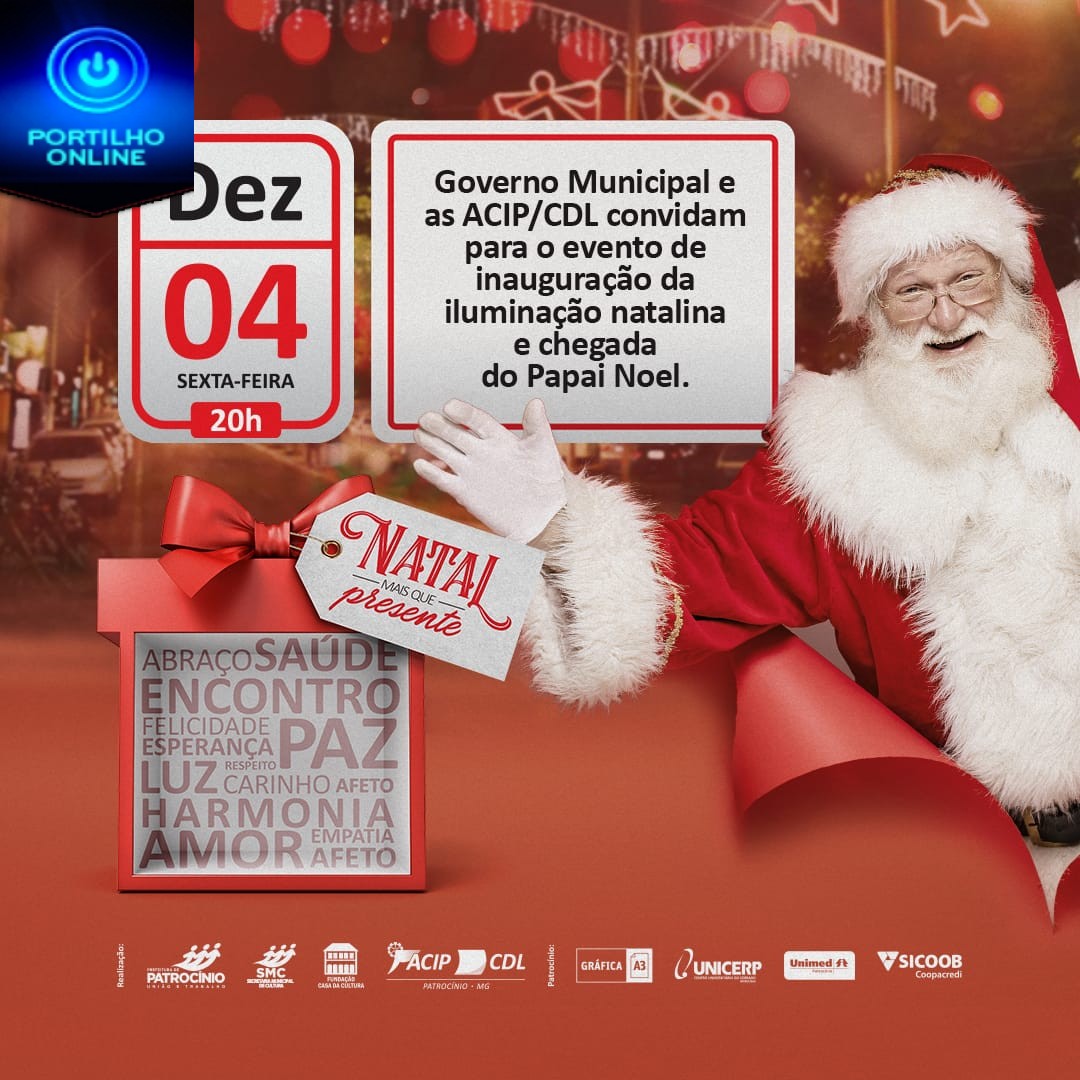 🎅🏻 🛷As ACIP/CDL e a Prefeitura Municipal de Patrocínio convidam você para chegada do Papai Noel.