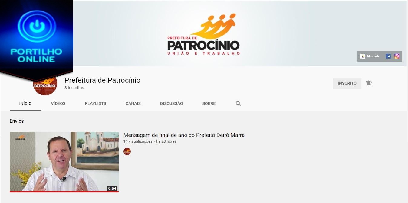 Prefeitura de Patrocínio lança canal no YouTube