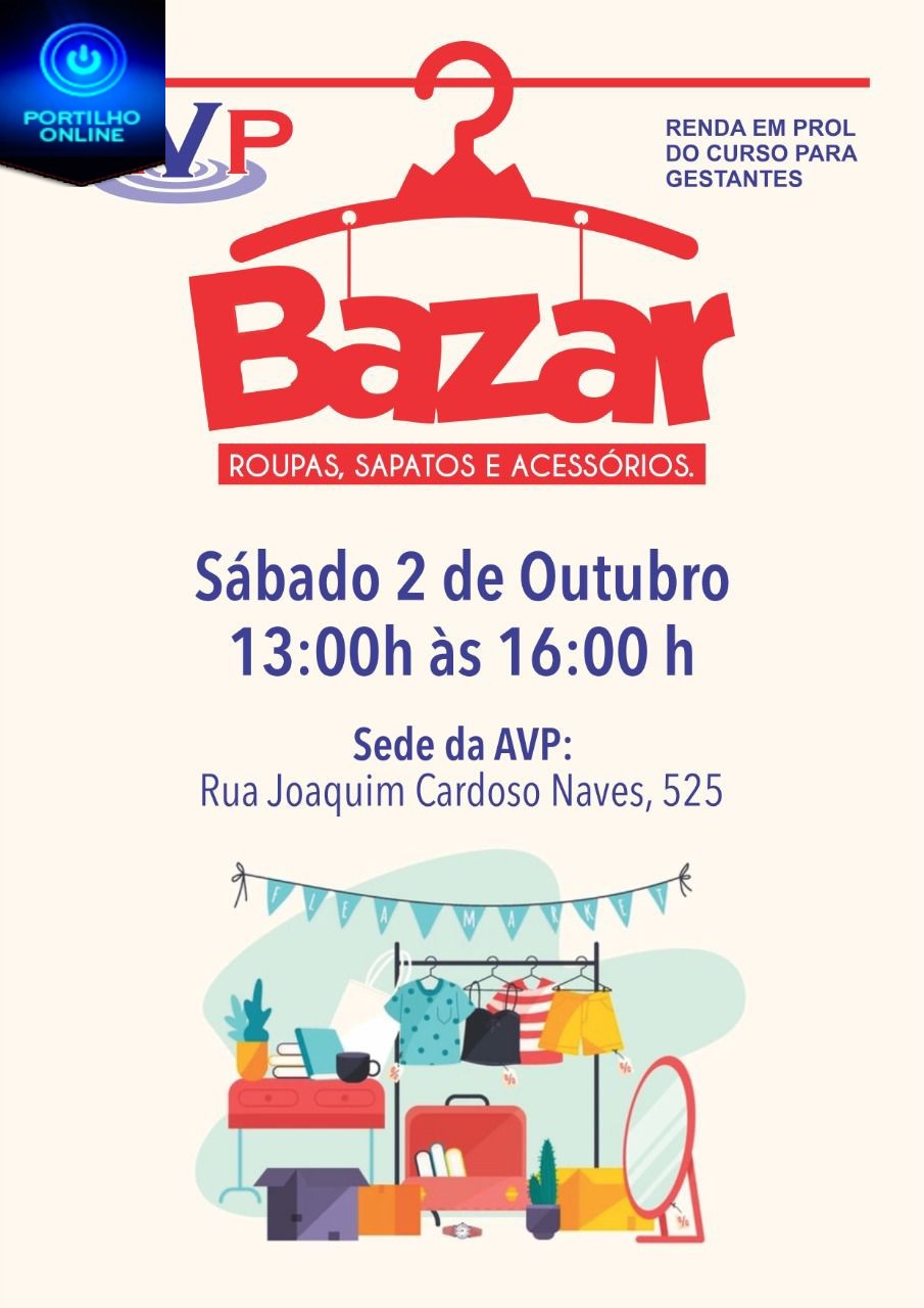 👉👍👢👘👚👗👖🧥👕🧦👠💼👜Bazar Beneficente da AVP acontece neste sábado dia 2