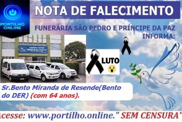 👉  😔⚰🕯😪👉😱😭😪⚰🕯😪 NOTA DE FALECIMENTO…Faleceu ontem em Patrocinio.Bento Miranda de Resende(Bento do DER) (com 64 anos.… FUNERÁRIA SÃO PEDRO E VELÓRIO PRÍNCIPE DA PAZ INFORMA…