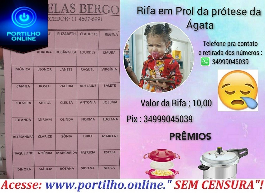 👉🚑💉💊🌡😪😔😣🙁👁 Vamos começar o domingo e a semana fazendo caridade????  Deus esta te chamando…..Portilho, publica aí pra poder ajudar na Rifa solidária em prol a prótese da pequena Ágata.