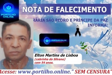 ⚰🕯😪👉😱😭😪⚰🕯😪 NOTA DE FALECIMENTO…Faleceu hoje em Patrocinio. Elton Martins de Lisboa (cabrinha do Silvano) com 54 anos.… FUNERÁRIA SÃO PEDRO E VELÓRIO PRÍNCIPE DA PAZ INFORMA….