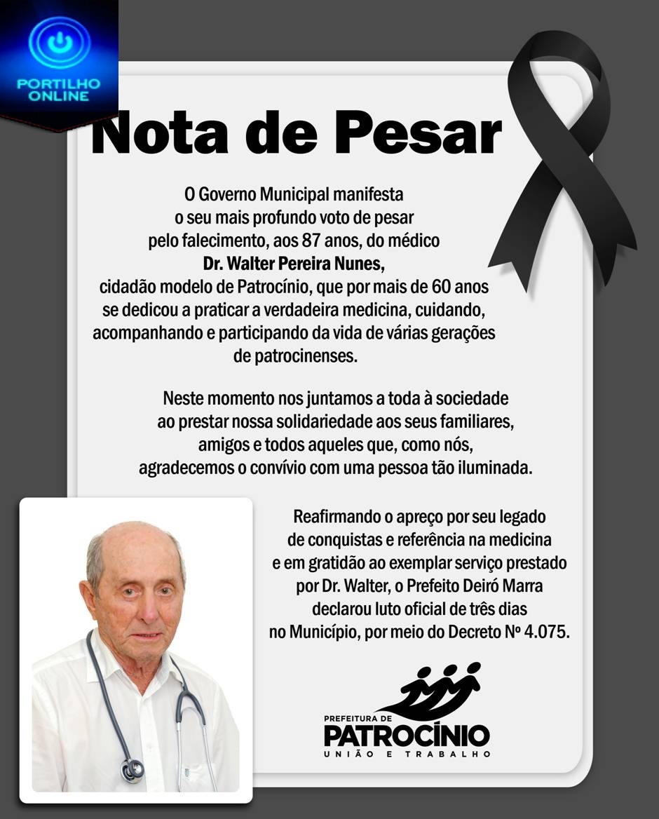 Nota de Pesar – Dr. Walter Pereira Nunes