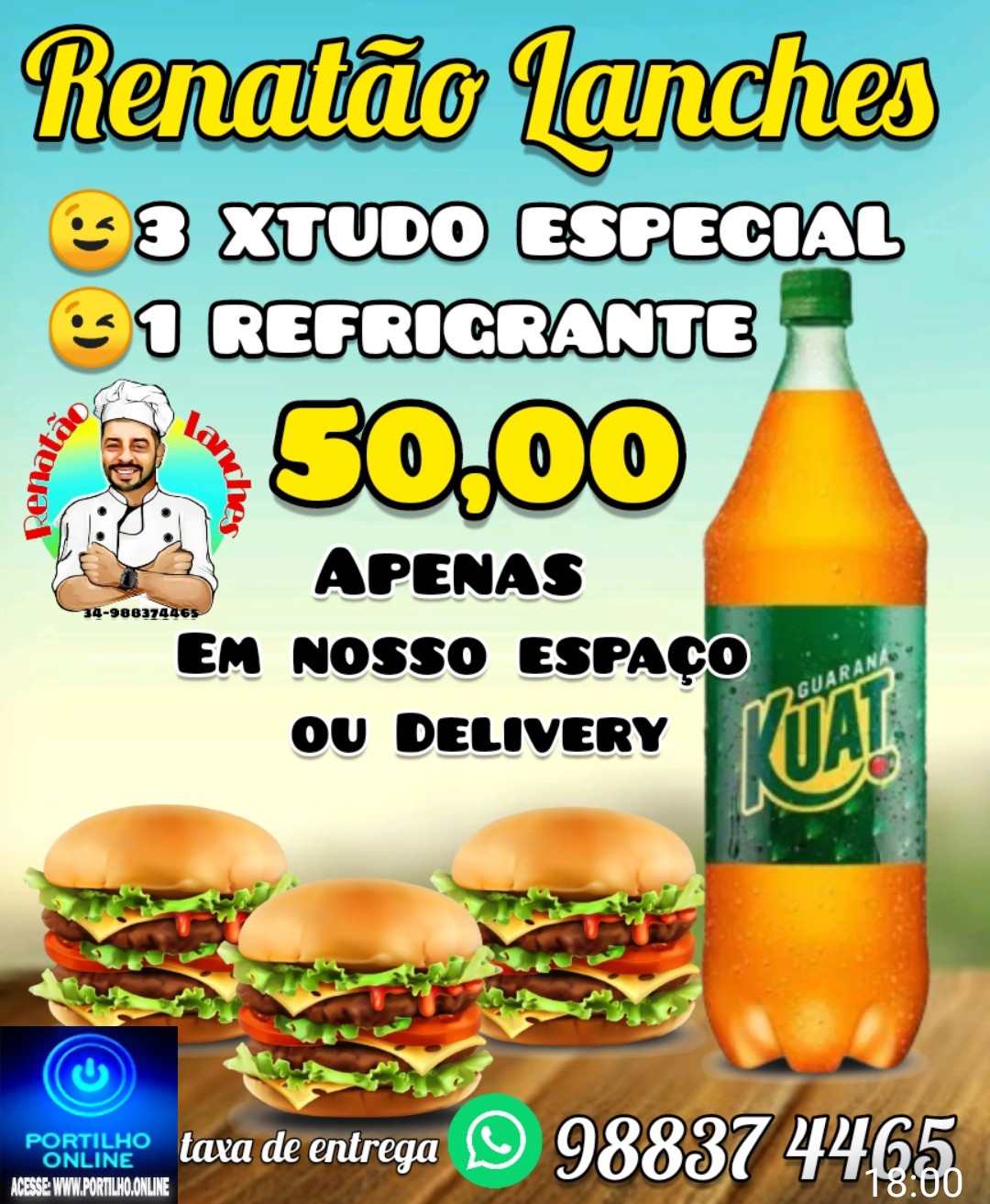 👉👊👏👍🚀🥧🥟🥠🍰🥧🍕🌭🍔🌭🍯RENATÃO PIZZARIA PASTÉIS E HAMBURGUERIA ESTÁ DEMAIS!!!