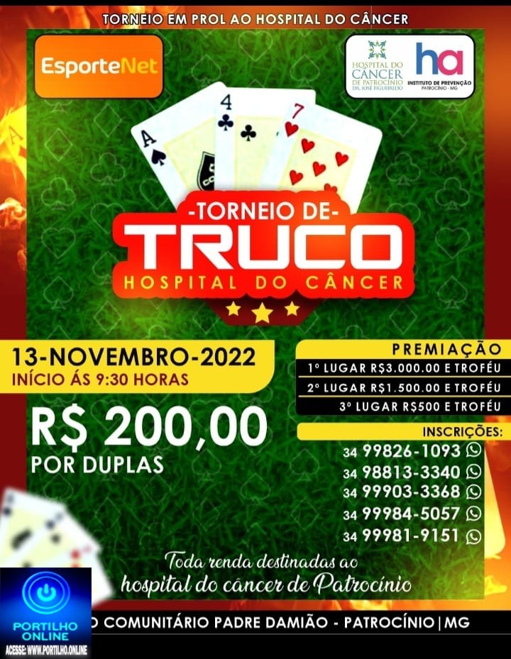 👉✍TORNEIO DE TRUCO!!!  🫵🏼🎱🏆📌🔝TODA A REDNDA SERA EM PROL DO HOSPITAL DO CÂNCER!!! DIA, 13 DE NOVEMBRO NO CENTRO PADRE DAMIÃO NO BAIRRO  NA MATINHA