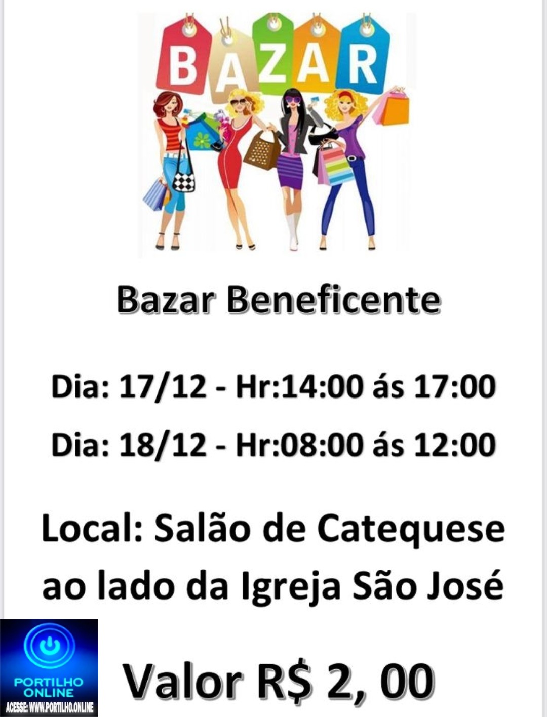 👉🤙🧥👕👚👘👢👡👠🧦👣👜💼👛👗BAZAR BENEFICENTE NESTE DIAS 17/12 E 18/12/2022 NO SALÃO DA CATEQUESE AO LADO DA IGREJA SÃO JOSÉ!!