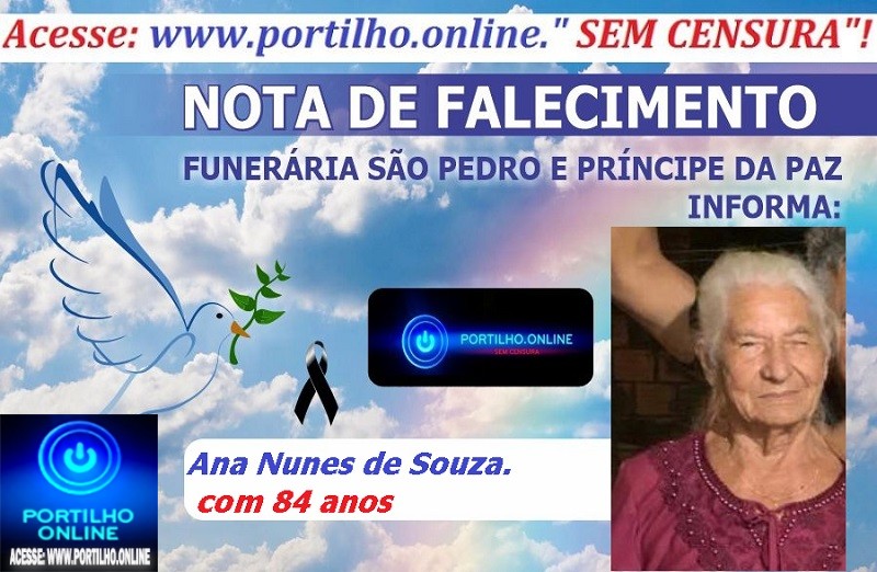LUTO!!!🕯😪👉😱😭😪⚰🕯😪 NOTA DE FALECIMENTO … Faleceu faleceu hoje em patrocínio. Ana Nunes de Souza. com 84 anos.… A FUNERÁRIA SÃO PEDRO E VELÓRIO PRÍNCIPE DA PAZ INFORMA…