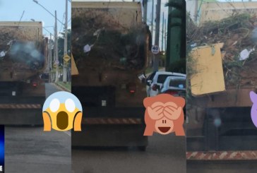 👉🚦🚧😡⁉✍🚨❓👿🚛🚚OS CAMINHÕES CAÇAMBAS DA PREFEITURA PODE ANDAR SEM A LONA E SEM A TAMPA TRASEIRA???