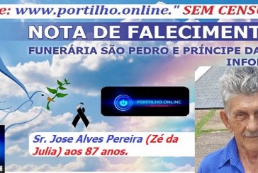  👉📢😪👉😱😭😪⚰🕯😪 NOTA DE FALECIMENTO … Faleceu em Patrocínio-MG o Sr. Jose Alves Pereira (Zé da Julia) aos 87 anos… A  FUNERÁRIA SAO PEDRO E PRÍNCIPE DA 🕊PAZ🕊 🕊 INFORMA.