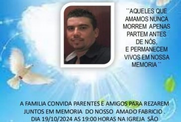 👉📢⛪🕍💒MISSA DE 7 (sétimo)👉🙌😪⚰🕯🙏 A família do jovem Fabrício Francisco da Silva…A família agradece sensibilizada as manifestações de pesar recebidas pelo seu falecimento e comunica a realização de Missa de Sétimo dia por intenção de sua boníssima alma.