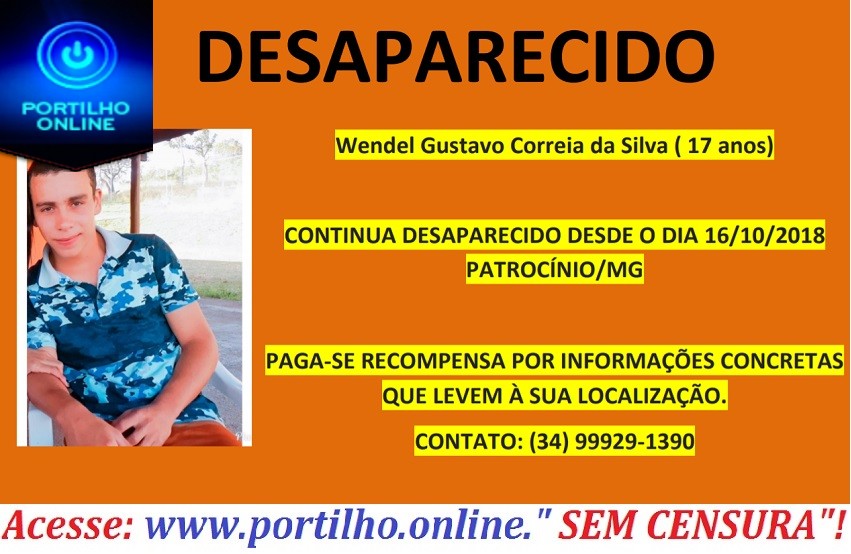 Se paga recompensa por ele morto ou vivo! Quem souber informações exatas sobe o jovem Wendel Gustavo.