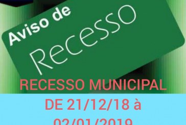 Vêm ai… Recesso público.  Do dia 21 à  02 de Janeiro 2019???