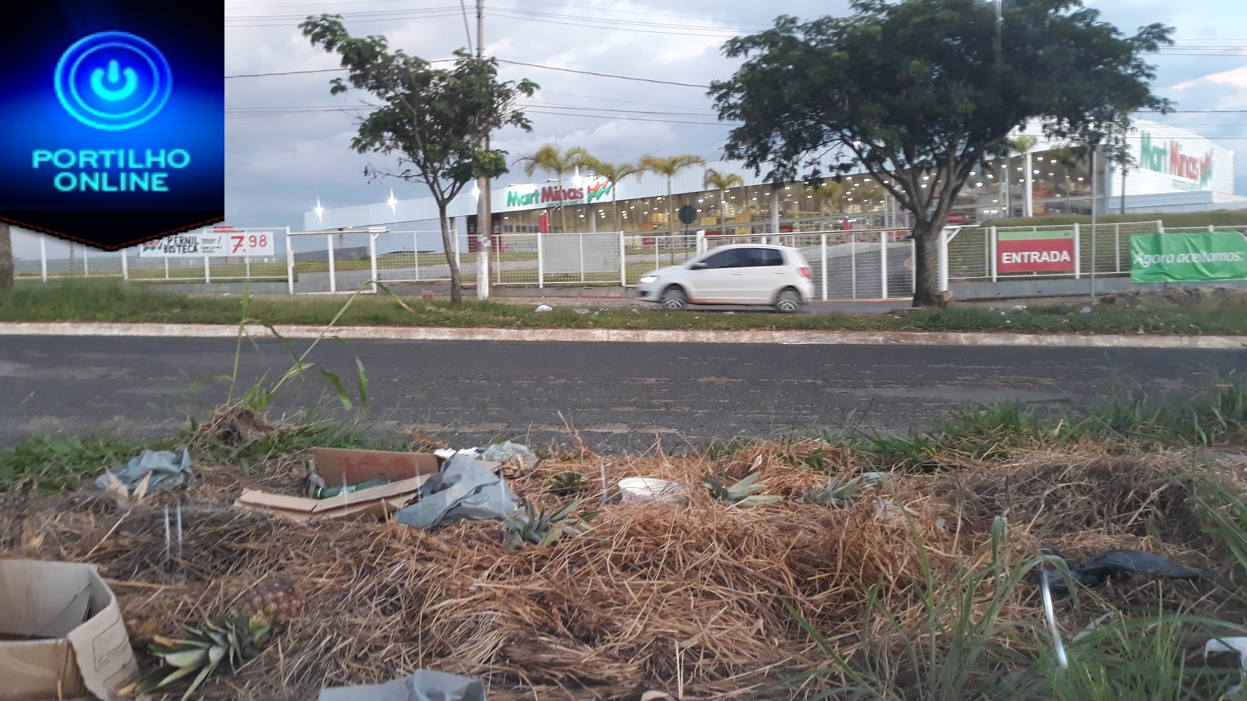 Vendedores amambulantes  de abacaxi emporcalham canteiro central enfrente o  Mart’Minas