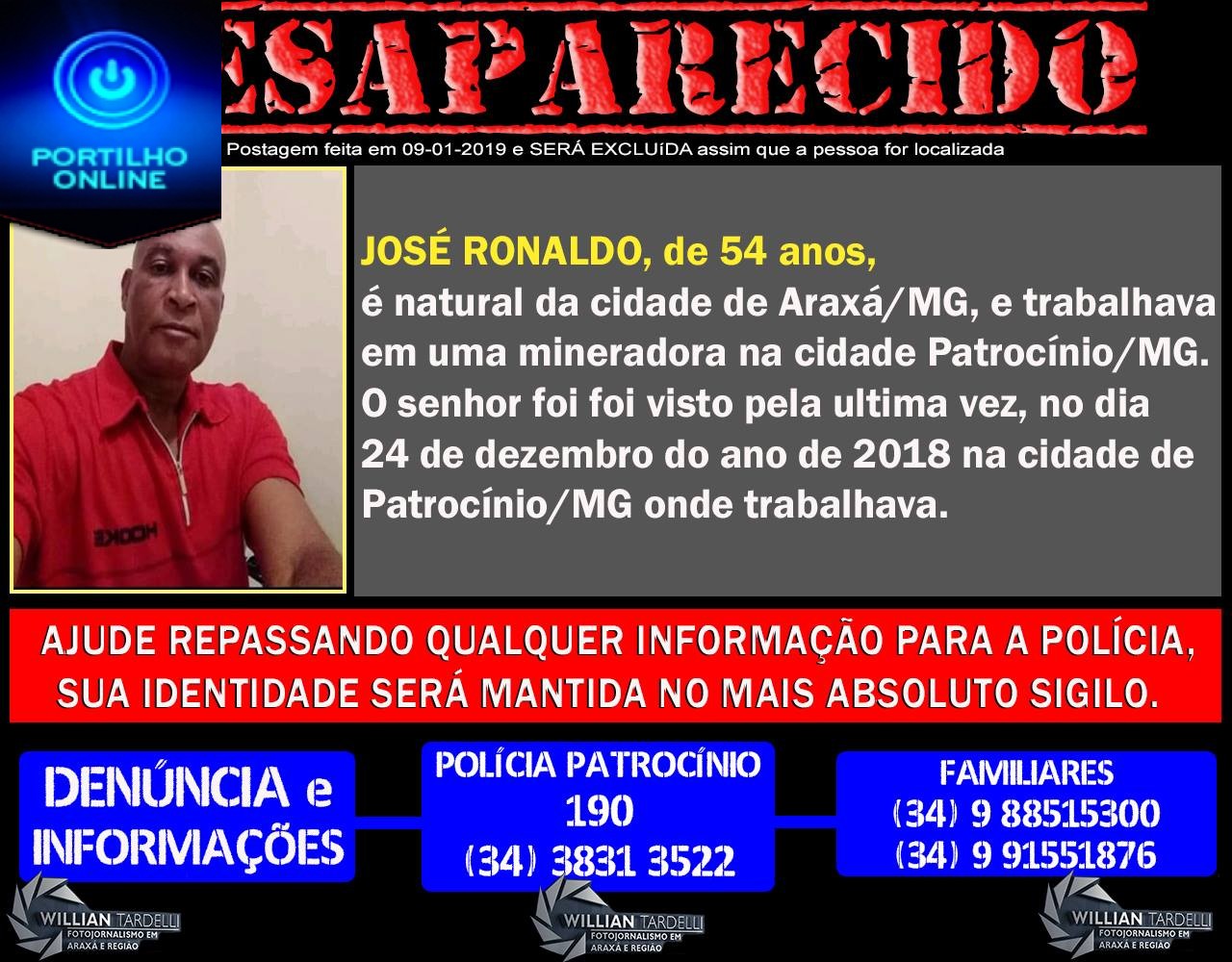 DESAPARECIDO!!! JOSÉ RONALDO ( 54 ANOS)