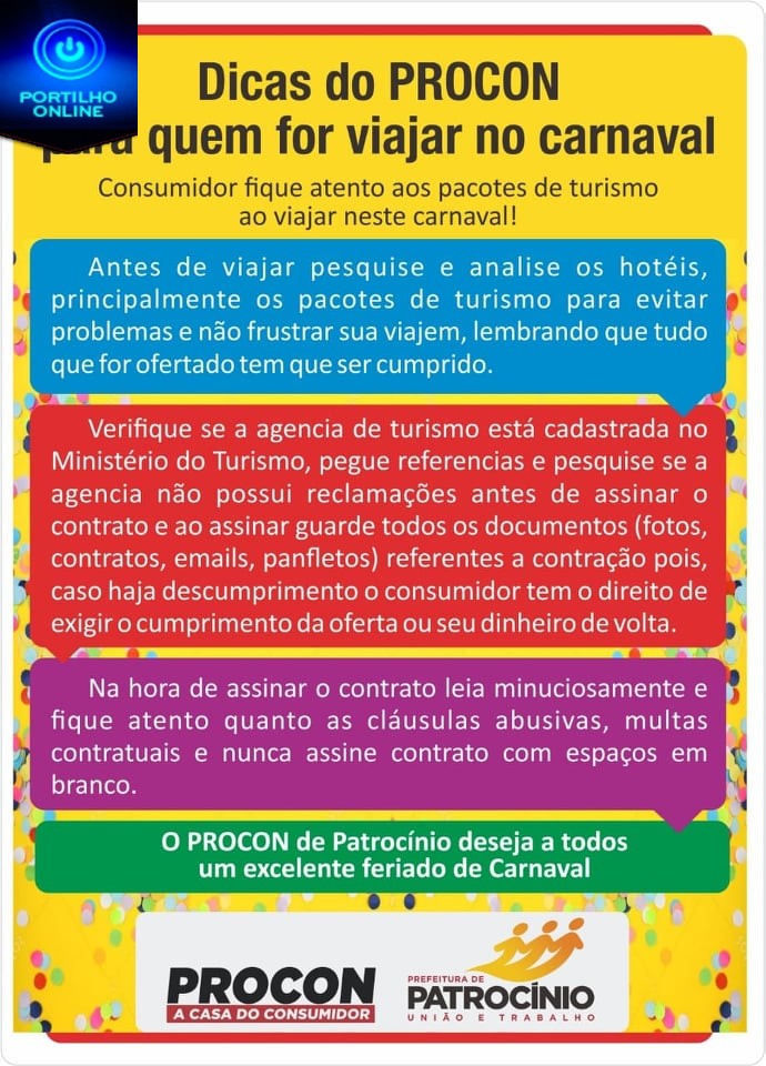 Dicas do PROCON para  quem for viajar no carnaval