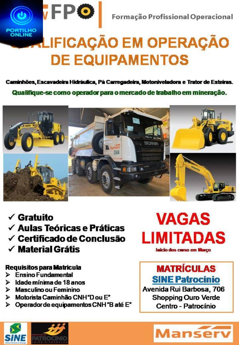 SINE oferece cursos de qualificação em operação de equipamentos