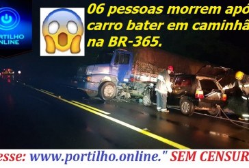 Seis pessoas morrem após carro bater em caminhão na BR-365