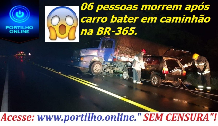 Seis pessoas morrem após carro bater em caminhão na BR-365