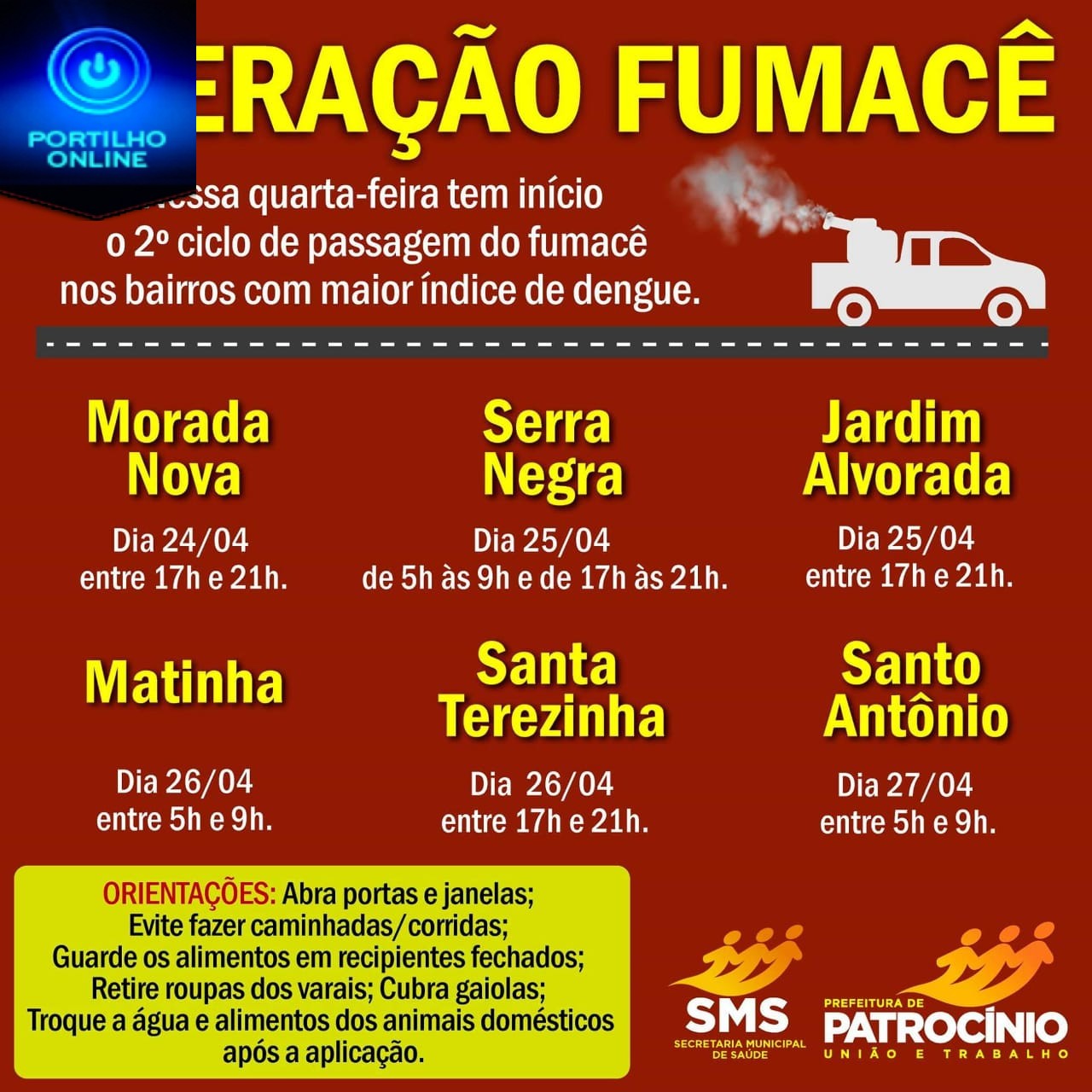 O CARRO FUMAÇÊ CONTINUA NO SEU BAIRRO. CONFIRA OS DIAS E LOCAIS….