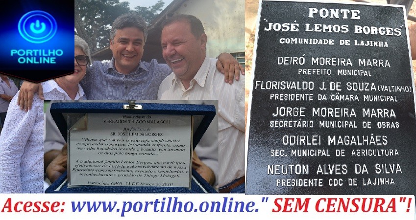 Ponte José Lemos Borges é inaugurada! Prefeito reafirma que foi um pedido de Thiago Malagoli.