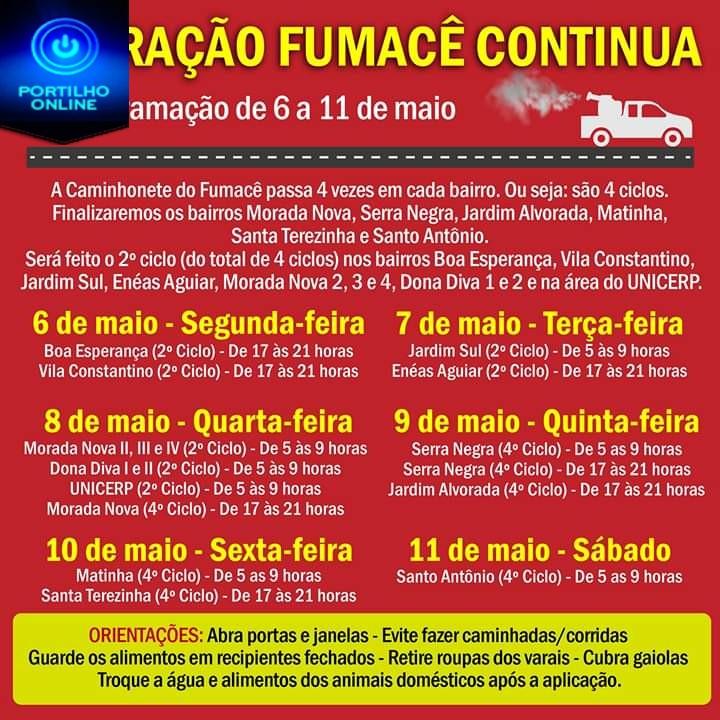 SECRETARIA DE SAÚDE INFORMA…O CARRO FUMACÂ VAI PASSAR NA SUA RUA E NO SEU BAIRRO. CONFIRA OS HORARIOS E DIAS.