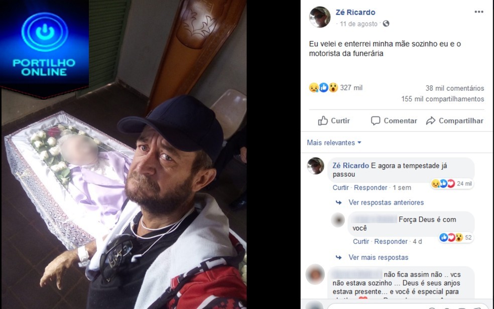 Filho que postou foto velando a mãe sozinho se surpreende com repercussão: ‘Que inspire filhos a cuidar dos pais’