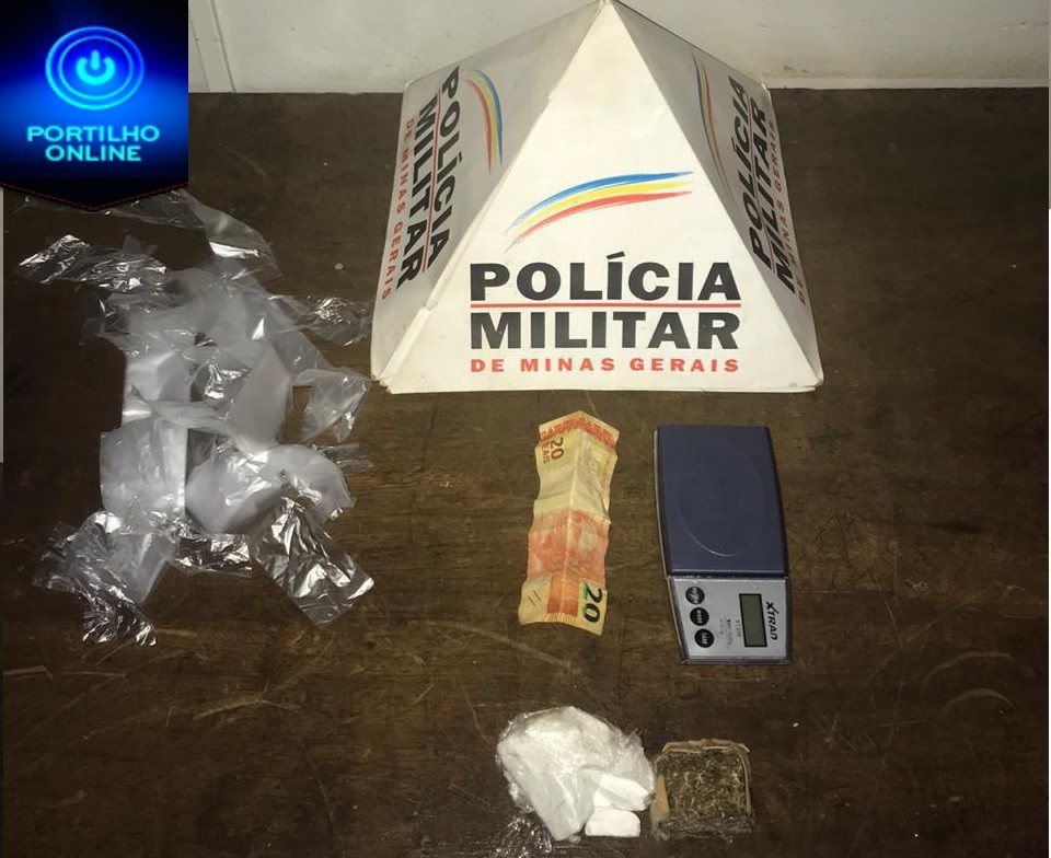 PATROCÍNIO – Polícia Militar prende autor por tráfico e apreende drogas.