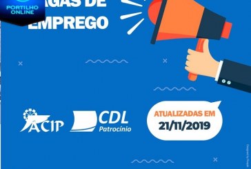 ACIP/CDL informam vagas de emprego  – 21 de Novembro de 2019 –