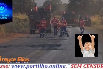 Melhorias e operação tapa buracos na rodovia ente Cruzeiro da Fortalezae e Guimarânia