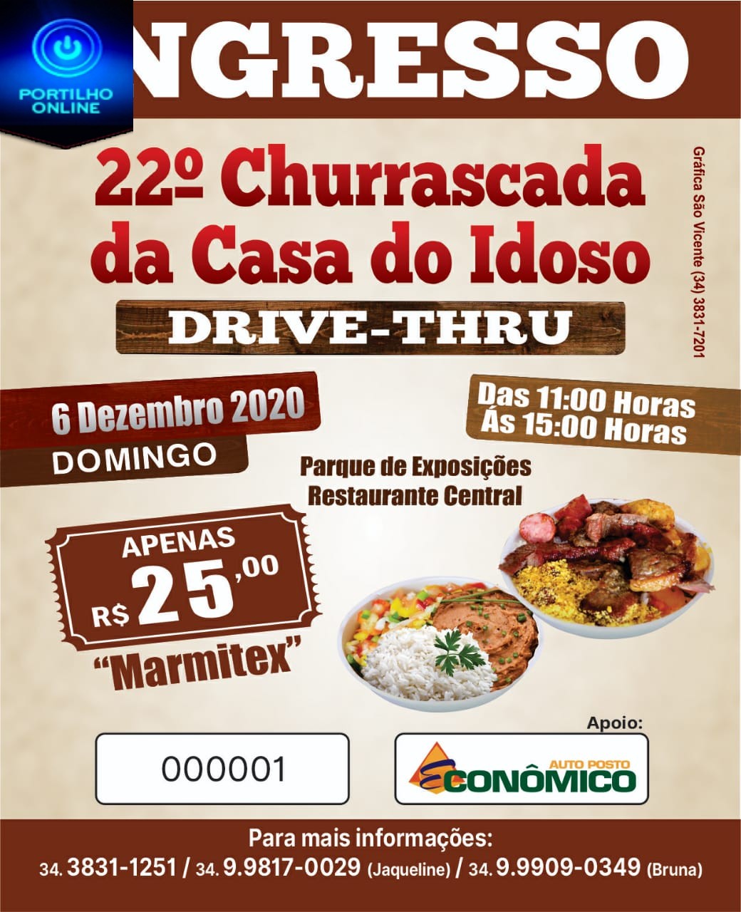 A Casa do Idoso de Patrocínio estará realizando a 22° Churrascada no dia 06 Dezembro.