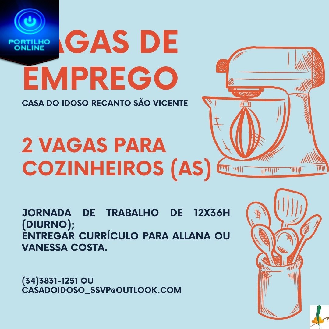 DUAS VAGAS DE EMPREGOS NA CASA DO IDOSO…