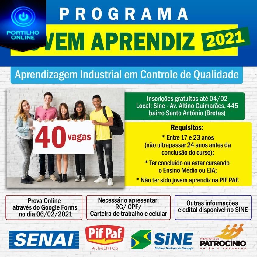 👉✍👏👍Abertas Inscrições para o Programa Jovem Aprendiz 2021