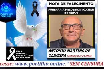 👉😔⚰🕯😪👉😱😭😪⚰🕯😪NOTA DE FALECIMENTO…Faleceu o Sr. ANTÔNIO MARTINS DE OLIVEIRA(Antônio Bia) 84 ANOS… FUNERÁRIA FREDERICO OZANAM INFORMA…