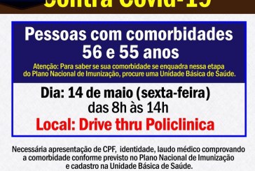 VACINAÇÃO PARA PACIENTES COM COMORBIDADES DE 55 a 56 anos.