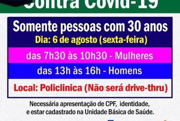 💉💉💉💉💉🌡🤧😷👍 NESTA SEXTA FEIRA DIA, 06/08/2021. VACINAÇÃO PARA HOMENS E MULHERES DE ‘ 30‘ ANOS. NÃO SERÁ DRIVE THRU, VAI SER “A PÉ THRU” NA POLICLINICA.