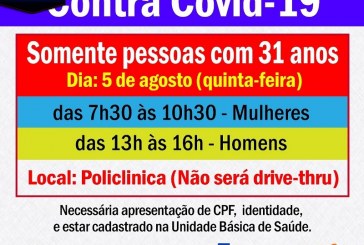 💉💉💉💉💉🌡🤧😷👍 VACINAÇÃO PARA HOMENS E MULHERES DE ‘ 31‘ ANOS. NÃO SERÁ DRIVE THRU, VAI SER “A PÉ THRU” NA POLICLINICA.