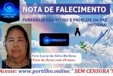 👉 😔⚰🕯😪👉😱😭😪⚰🕯😪 NOTA DE FALECIMENTO… Faleceu Ontem em Patrocinio.Vera Lucia da Silva Barbosa (Vera do Zeca) com 49 anos.… SÃO PEDRO E VELÓRIO PRÍNCIPE DA PAZ INFORMA…