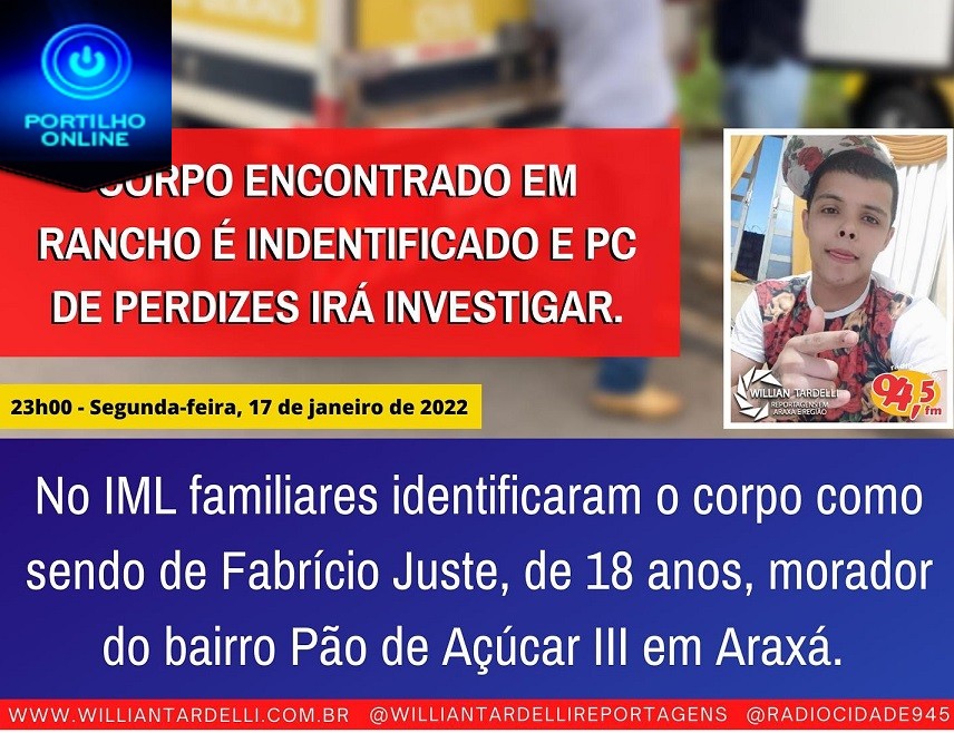 👉🚑🚔🚒🚨🤔⚰😱🕯Corpo de jovem encontrado sem vida em rancho no quebra-anzol é identificado, e Polícia Civil de Perdizes irá investigar o caso.