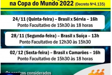 👉🇧🇷🏆👍🧐🤝✍🚀🏅Prefeitura funcionará em horário especial em dias de jogos da Seleção Brasileira na Copa