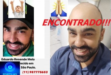 👉🤙👏🚀🤔🧐🙏🙌✍👀👍ENCONTRADO VIVO!!!! Eduardo Resende de Melo, 33 anos.