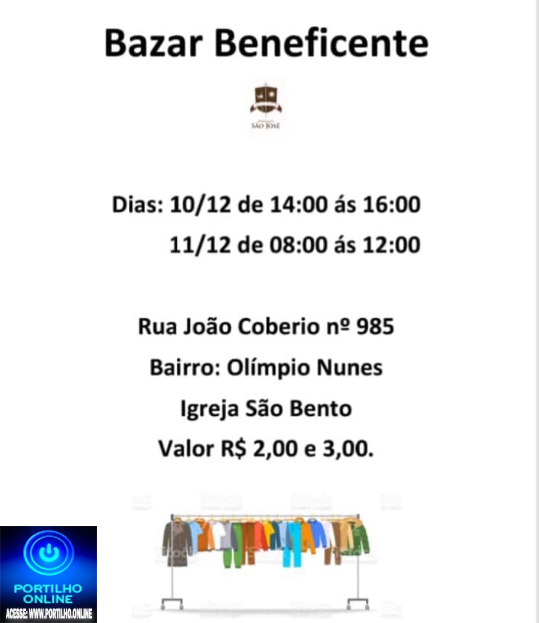 👉👏👘👚👗👖🧥👕🧦👢🧢💼👜👓BAZAR BENEFICENTE !!! DIA 10/12/2022 N.