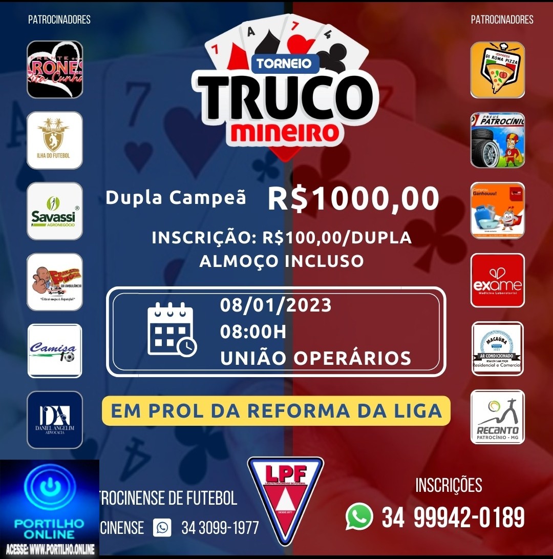 👉👍🚜🤙🤜👊🤛🎖🏆🥇🥉É trucooooo!!!Acontecerá no próximo domingo (08) o 1° Torneio de Truco da Liga Patrocinense de Futebol.