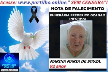 👉 LUTO!!! ⚰🕯😔😪⚰🕯😪👉😱😭😪⚰🕯😪 NOTA DE FALECIMENTO … Faleceu em Patrocínio-MG a Sr.ª MARINA MARIA DE SOUZA.  92 ANOS… FUNERÁRIA FREDERICO OZANAM INFORMA…