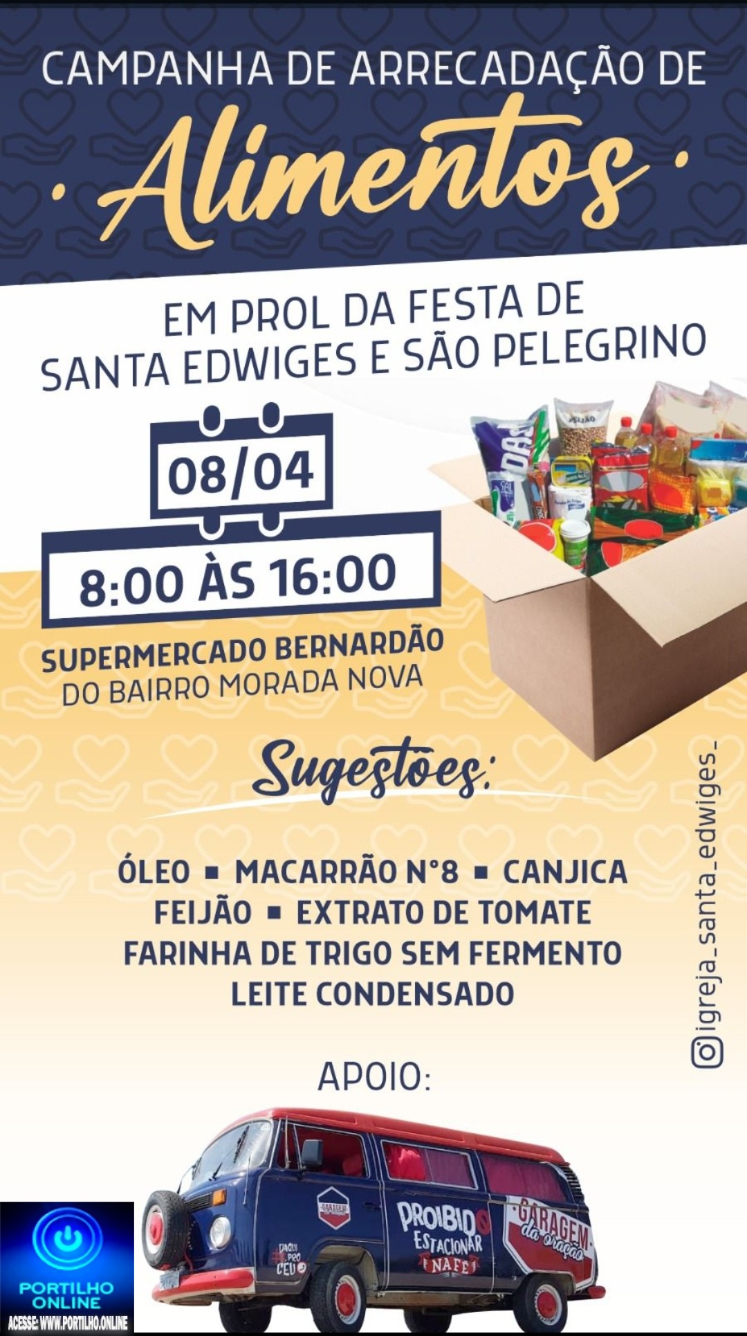 👉📢🙌🙏👐🤝👍👏CAMPANHA DE ARRECADAÇÃO DE ALIMENTOS EM PROL DA IGREJA SANTA EDWIRGES. NESTE SÁBADO DIA, 08/04/2023