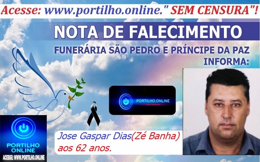 👉 LUTO!!! ⚰🕯😔😪⚰🕯😪👉😱😭😪⚰🕯😪 NOTA DE FALECIMENTO …Faleceu em Patrocínio-MG o Sr.º Jose Gaspar Dias(Zé Banha) aos 62 anos.… A FUNERÁRIA SÃO PEDRO E VELÓRIO PRÍNCIPE DA PAZ INFORMA…