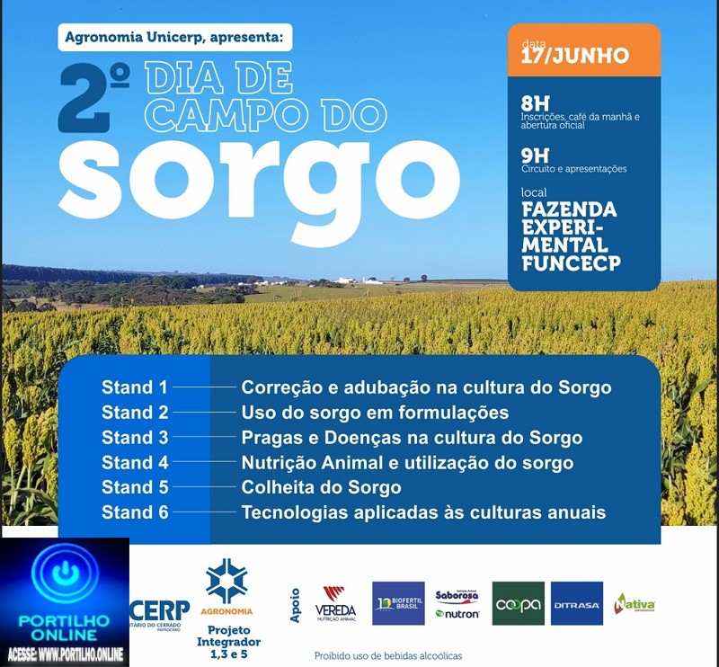 👉👏✍👍👏😱😱Fazenda Experimental do Unicerp vai sediar a 2ª edição do “Dia de Campo do Sorgo”