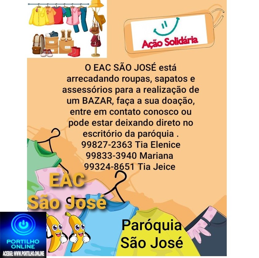 👉✍👏🙌🙏🙏👍👢👡👠👔👖🧥👚💼💍 Ação para arrecadar: Roupas, calçados, assessórios para relização de  BAZAR BENFICENTE!