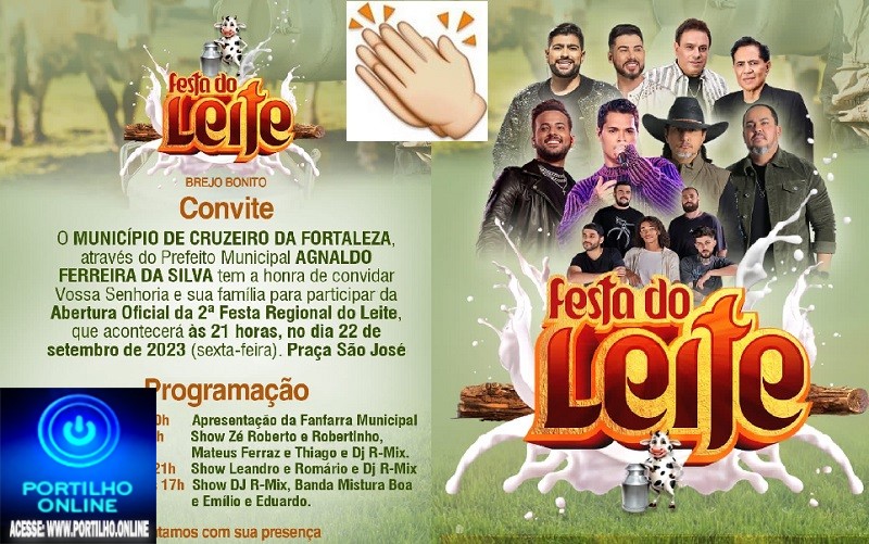 👉🔍📢👀👏👊🙏🤝🙌👍🔛🚀BREJO BONITO  está em festa!!! O prefeito Agnaldo Silva de Cruzeiro da Fortaleza convida!!!