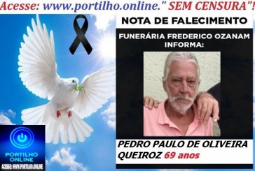 👉 LUTO!!! ⚰🕯😔😪⚰🕯😪👉😱😭 😪⚰🕯😪 NOTA DE FALECIMENTO … Faleceu… PEDRO PAULO DE OLIVEIRA QUEIROZ 69 anos… FUNERÁRIA FREDERICO OZANAM INFORMA…